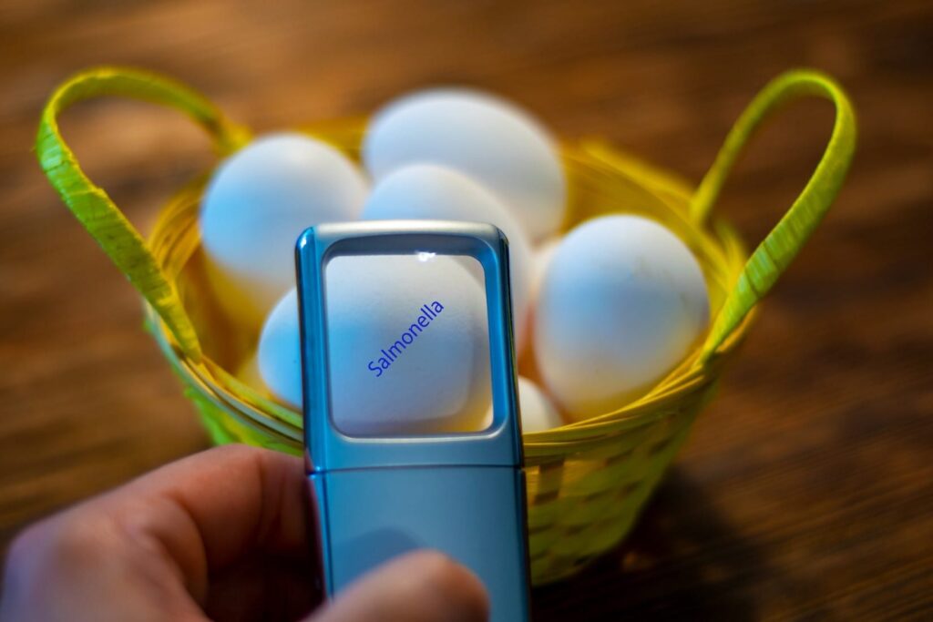 Chicken eggs with salmonella